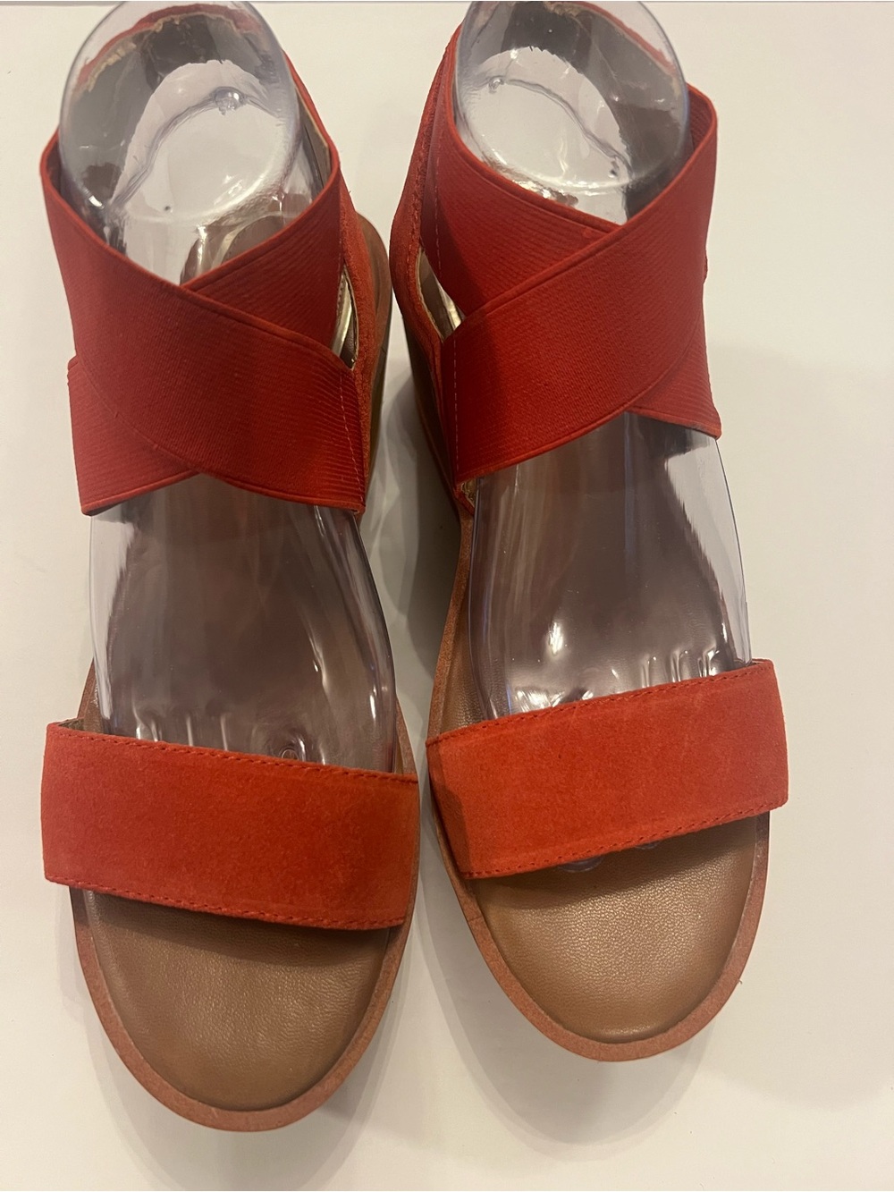 Kenneth Cole Orange Red Crisscross Strap Sandals